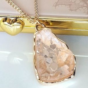 LA3accessories Soft Pink Druzy Stone Necklace